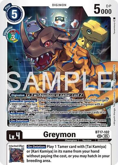 Greymon - BT17-102 (Reprint) (#BT17-102 SEC) (Advanced Booster Digimon Generation)