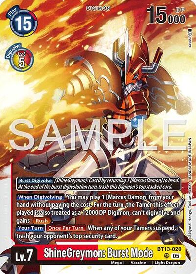 ShineGreymon: Burst Mode (Reprint) (#BT13-020 SR) (Advanced Booster Digimon Generation)