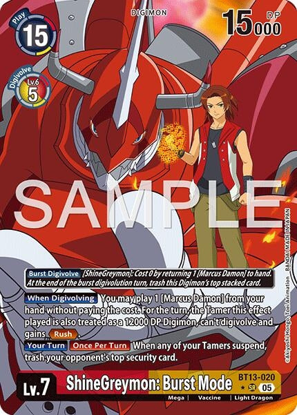 Image for ShineGreymon: Burst Mode (Alternate Art) (BT13-020 SR) [Advanced Booster Digimon Generation] - Digimon Card Game