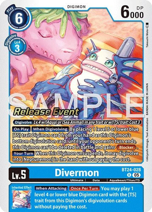 Divermon (#BT24-028 R) (Time Stranger Release Event Cards) Near Mint Foil