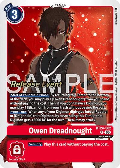 Owen Dreadnought (#BT24-082 R) (Time Stranger Release Event Cards)