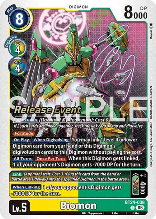 Biomon (#BT24-038 U) (Time Stranger Release Event Cards) Near Mint Foil