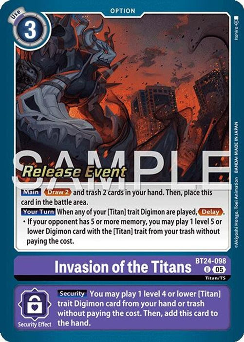 Invasion of the Titans (#BT24-098 U) (Time Stranger Release Event Cards) Near Mint Foil