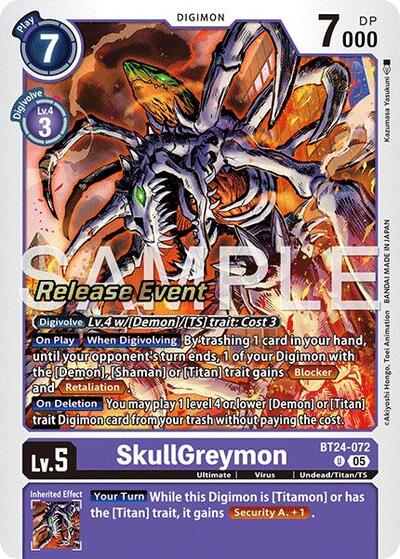 SkullGreymon (#BT24-072 U) (Time Stranger Release Event Cards)