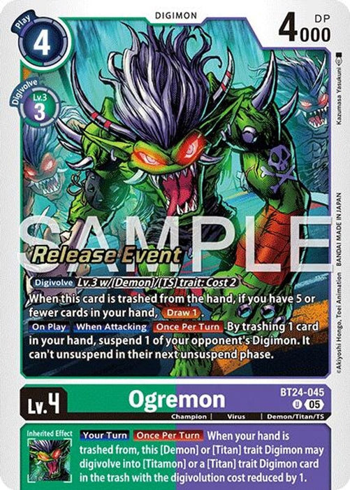 Ogremon (#BT24-045 U) (Time Stranger Release Event Cards) Near Mint Foil