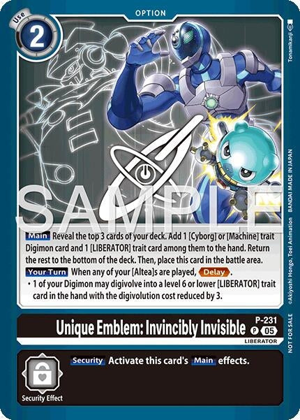 Image for Unique Emblem: Invincibly Invisible (Dawn of Liberator Box Topper) (P - 231 P) - Digimon Card Game