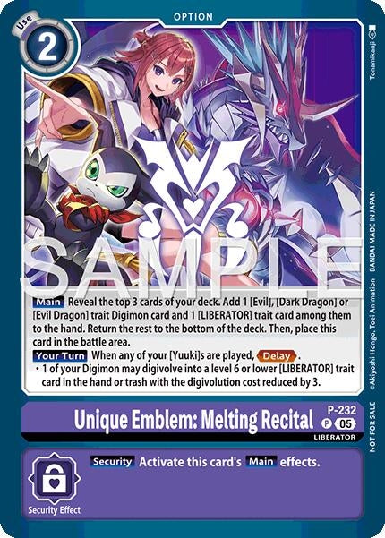 Image for Unique Emblem: Melting Recital (Dawn of Liberator Box Topper) (P-232 P) - Digimon Card Game