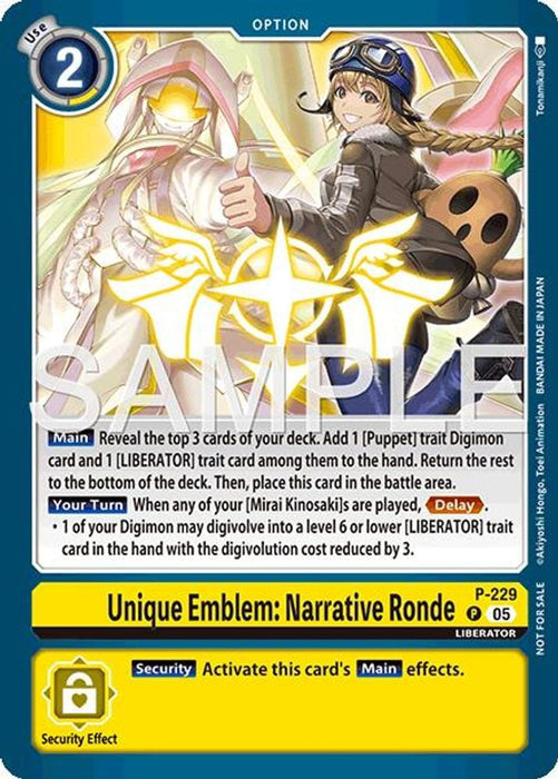 Unique Emblem: Narrative Ronde (Dawn of Liberator Box Topper) (#P-229 P) (Digimon Promotion Cards) Near Mint Foil