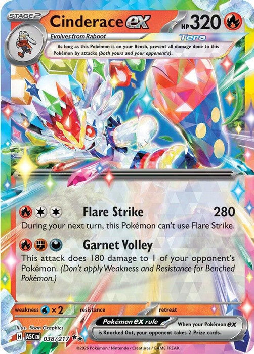 Cinderace ex (#038/217) (ME: Ascended Heroes) Near Mint Holofoil