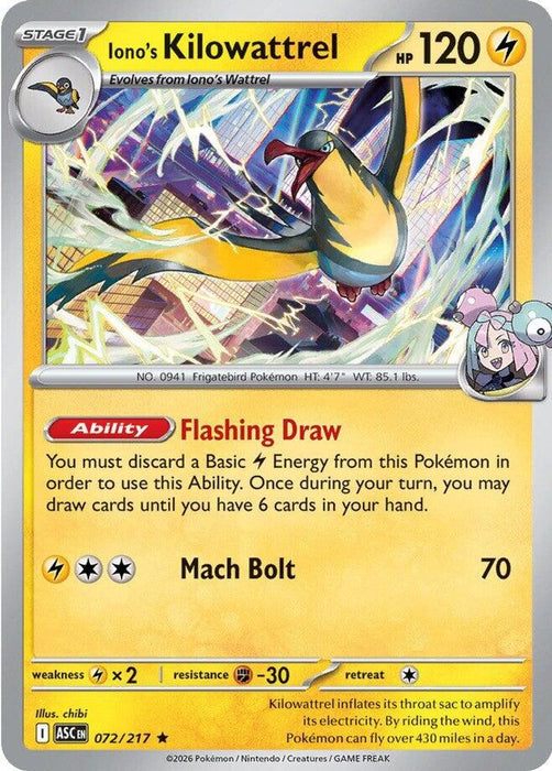 Ionos Kilowattrel (#072/217) (ME: Ascended Heroes) Near Mint Holofoil