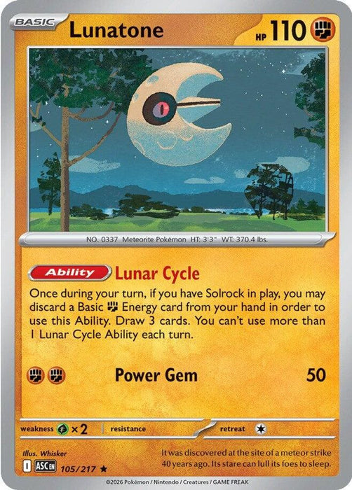 Lunatone (#105/217) (ME: Ascended Heroes) Near Mint Holofoil