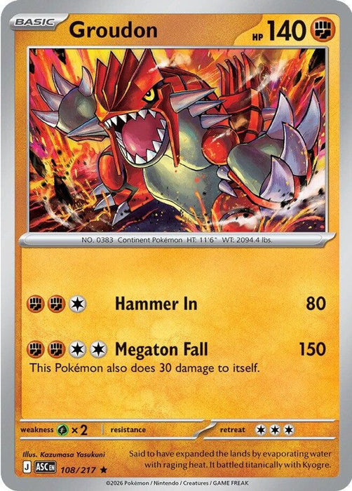 Groudon (#108/217) (ME: Ascended Heroes) Near Mint Holofoil