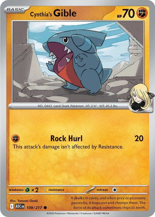 Image for Cynthia's Gible (109/217) [ME: Ascended Heroes] - Pokemon