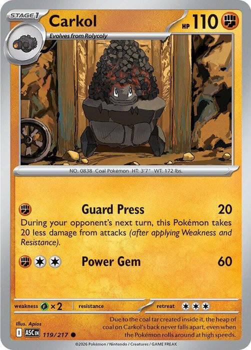 Image for Carkol (119/217) [ME: Ascended Heroes] - Pokemon