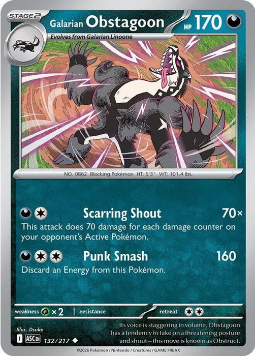 Galarian Obstagoon 132 217 (#132/217) (ME: Ascended Heroes) Near Mint