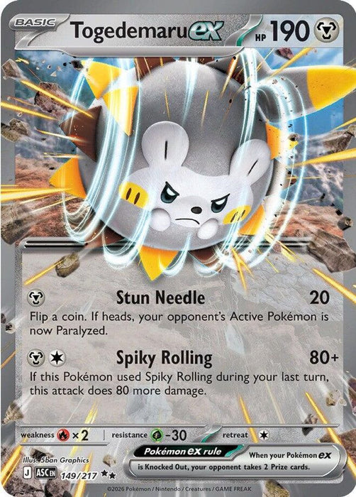 Togedemaru ex (#149/217) (ME: Ascended Heroes) Near Mint Holofoil