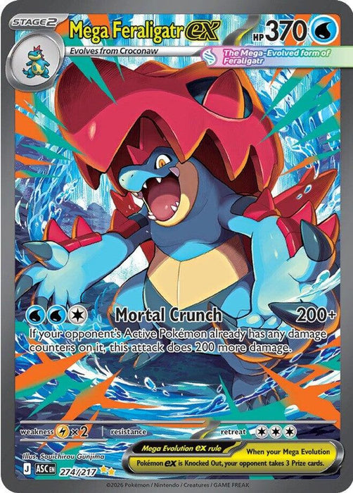 Mega Feraligatr ex - 274/217 (#274/217) (ME: Ascended Heroes) Moderately Played Holofoil