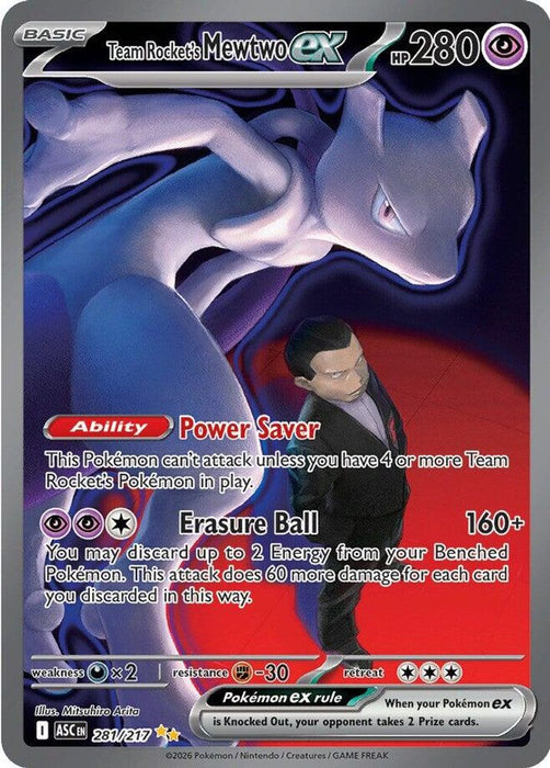 Team Rocket's Mewtwo ex - 281/217 (#281/217) (ME: Ascended Heroes) Moderately Played Holofoil