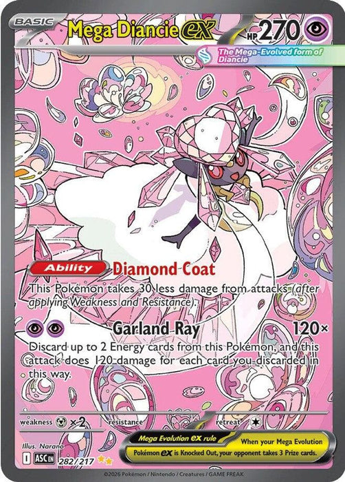 Mega Diancie ex - 282/217 (#282/217) (ME: Ascended Heroes) Moderately Played Holofoil