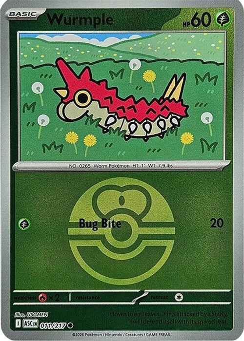 Wurmple Love Ball (#011/217) (ME: Ascended Heroes) Near Mint Reverse Holofoil