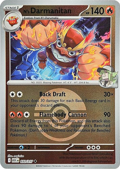 Ns Darmanitan Poke Ball (#033/217) (ME: Ascended Heroes) Near Mint Reverse Holofoil
