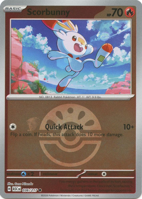 Scorbunny 036 217 Friend Ball (#036/217) (ME: Ascended Heroes) Near Mint Reverse Holofoil
