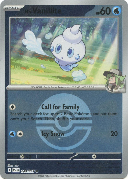 Ns Vanillite Poke Ball (#049/217) (ME: Ascended Heroes) Near Mint Reverse Holofoil