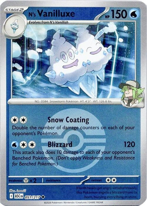 Ns Vanilluxe Poke Ball (#051/217) (ME: Ascended Heroes) Near Mint Reverse Holofoil