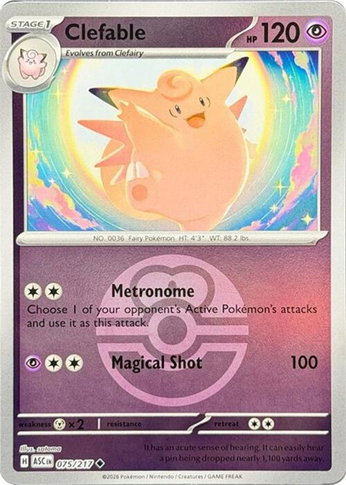Clefable Love Ball (#075/217) (ME: Ascended Heroes) Near Mint Reverse Holofoil