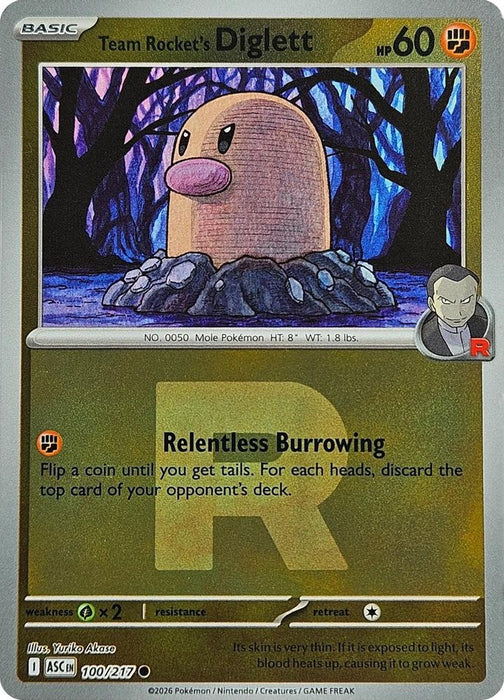 Team Rockets Diglett Team Rocket (#100/217) (ME: Ascended Heroes) Near Mint Reverse Holofoil