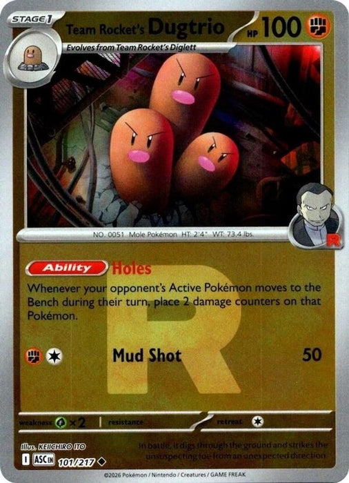 Team Rockets Dugtrio 101 217 Team Rocket (#101/217) (ME: Ascended Heroes) Near Mint Reverse Holofoil