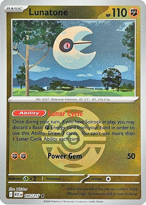 Lunatone Dusk Ball (#105/217) (ME: Ascended Heroes) Near Mint Reverse Holofoil