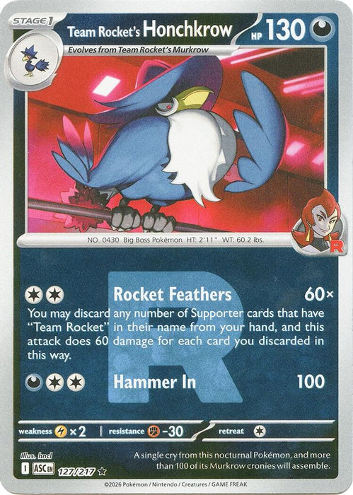 Team Rockets Honchkrow Team Rocket (#127/217) (ME: Ascended Heroes) Near Mint Reverse Holofoil