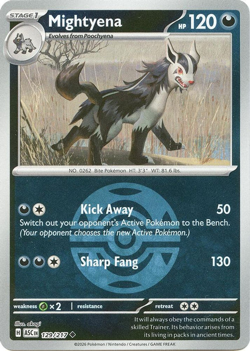 Mightyena 129 217 Dusk Ball (#129/217) (ME: Ascended Heroes) Near Mint Reverse Holofoil