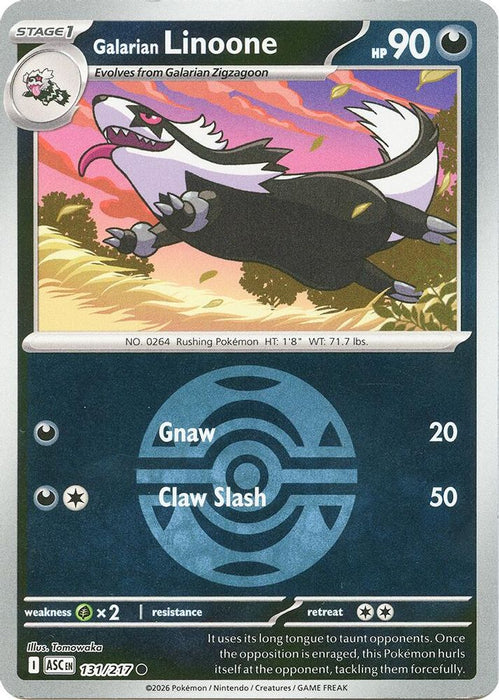 Galarian Linoone Dusk Ball (#131/217) (ME: Ascended Heroes) Near Mint Reverse Holofoil
