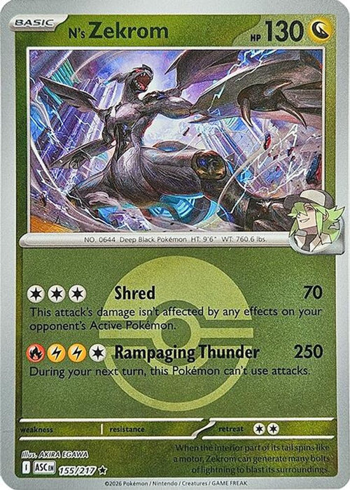 Ns Zekrom Poke Ball (#155/217) (ME: Ascended Heroes) Near Mint Reverse Holofoil