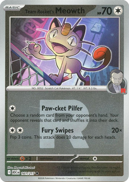 Team Rockets Meowth Team Rocket (#161/217) (ME: Ascended Heroes) Near Mint Reverse Holofoil