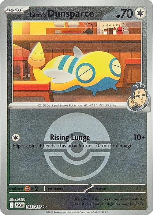 Larrys Dunsparce Poke Ball (#163/217) (ME: Ascended Heroes) Near Mint Reverse Holofoil
