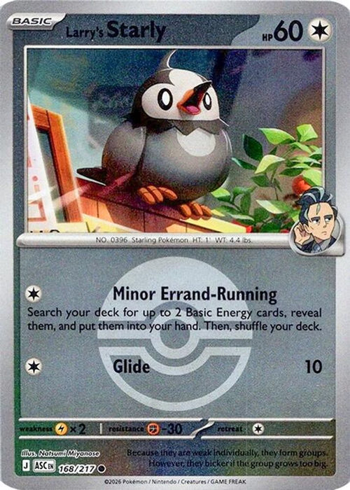 Larrys Starly Poke Ball (#168/217) (ME: Ascended Heroes) Near Mint Reverse Holofoil