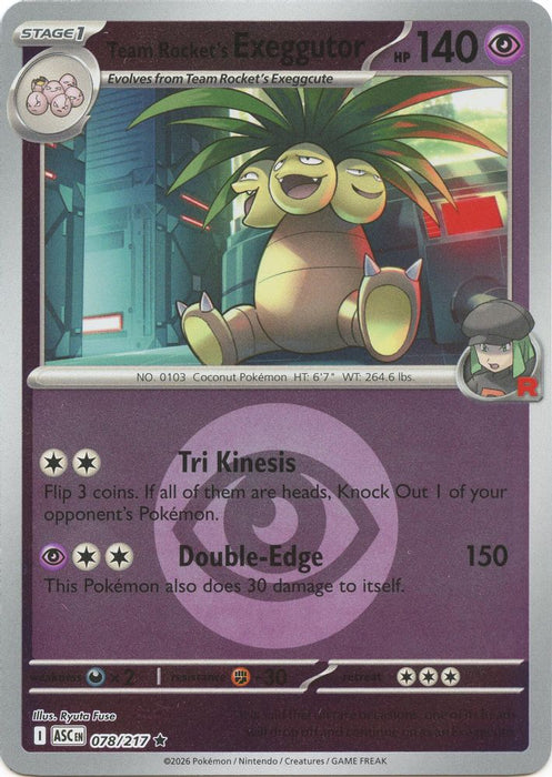 Team Rockets Exeggutor Energy Symbol Pattern (#078/217) (ME: Ascended Heroes) Near Mint Reverse Holofoil