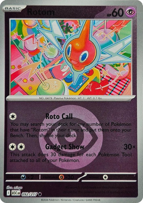 Rotom Energy Symbol Pattern (#092/217) (ME: Ascended Heroes) Near Mint Reverse Holofoil
