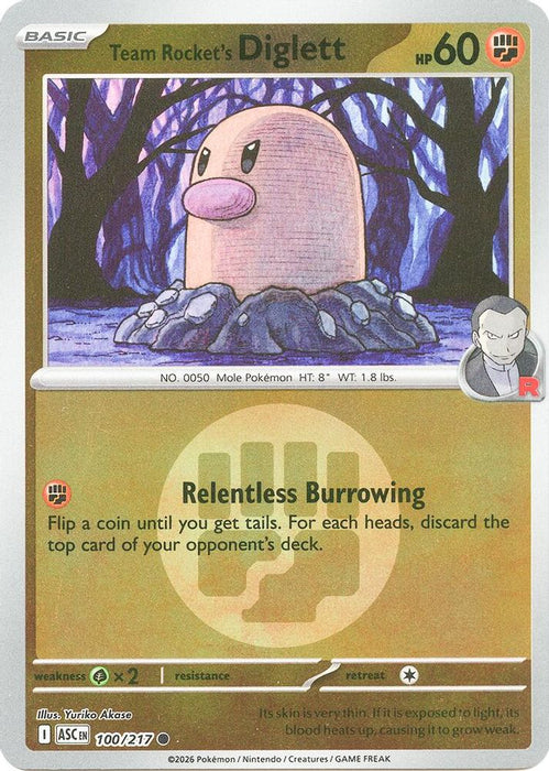 Team Rockets Diglett Energy Symbol Pattern (#100/217) (ME: Ascended Heroes) Near Mint Reverse Holofoil