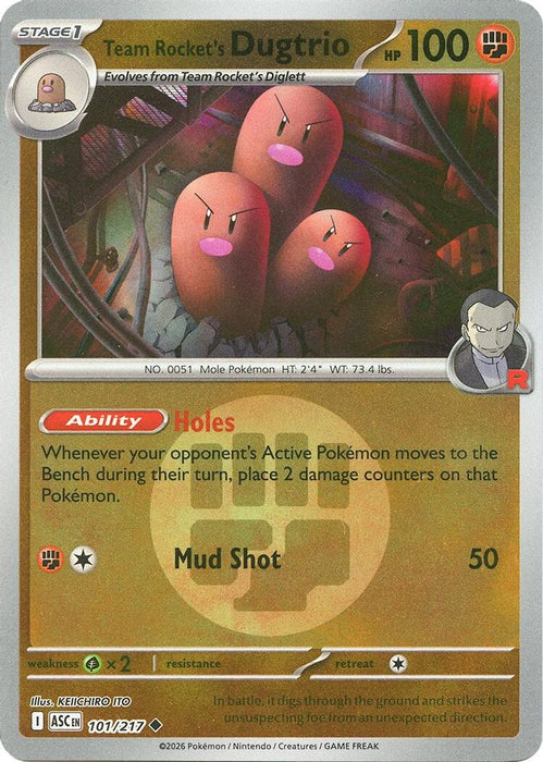 Team Rockets Dugtrio 101 217 Energy Symbol Pattern (#101/217) (ME: Ascended Heroes) Near Mint Reverse Holofoil