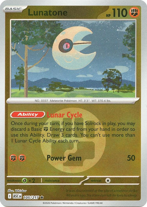 Lunatone Energy Symbol Pattern (#105/217) (ME: Ascended Heroes) Near Mint Reverse Holofoil