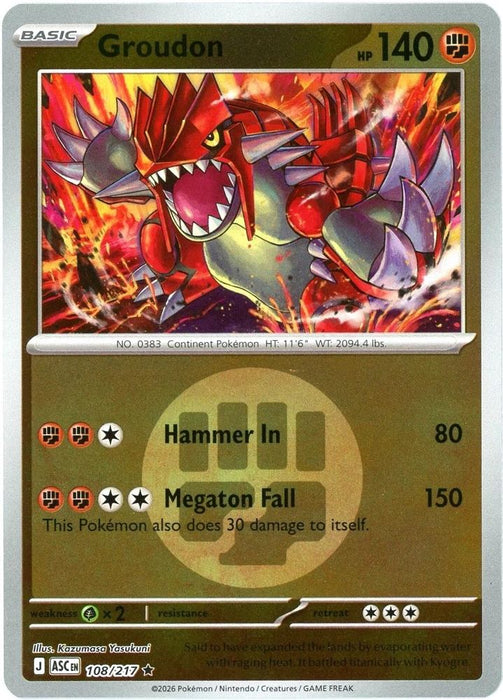 Groudon Energy Symbol Pattern (#108/217) (ME: Ascended Heroes) Near Mint Reverse Holofoil