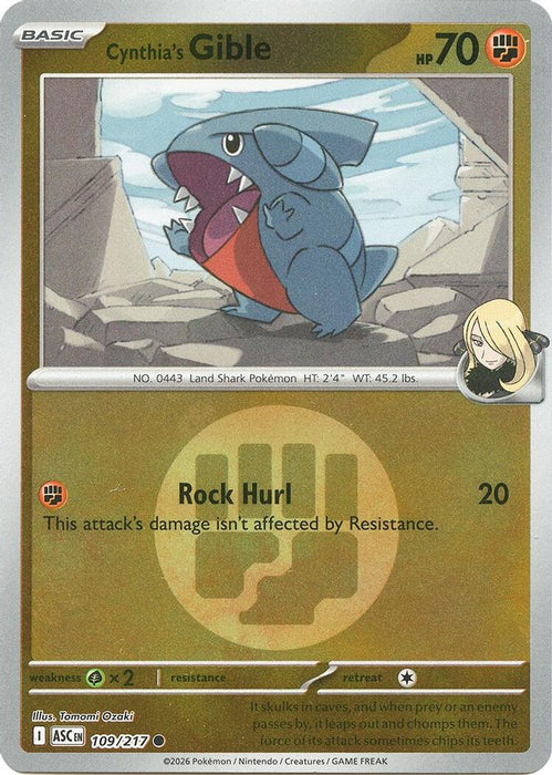 Cynthias Gible Energy Symbol Pattern (#109/217) (ME: Ascended Heroes) Near Mint Reverse Holofoil