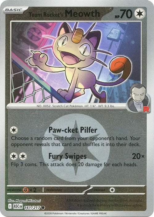 Team Rockets Meowth Energy Symbol Pattern (#161/217) (ME: Ascended Heroes) Near Mint Reverse Holofoil