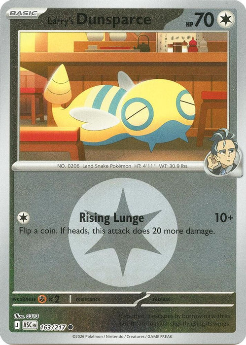 Larrys Dunsparce Energy Symbol Pattern (#163/217) (ME: Ascended Heroes) Near Mint Reverse Holofoil