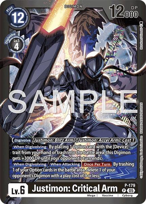 Justimon: Critical Arm (#P-179 P) (Limited Card Pack -Another Knight-) Near Mint Foil