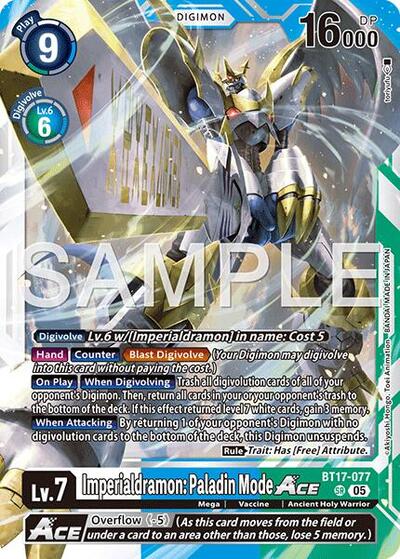 Imperialdramon: Paladin Mode ACE (Reprint) (#BT17-077 SR) (Advanced Booster Digimon Generation)
